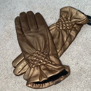 Excelled Bronze Leather Winter Fleece Lined Gloves‎ Women’s Small New